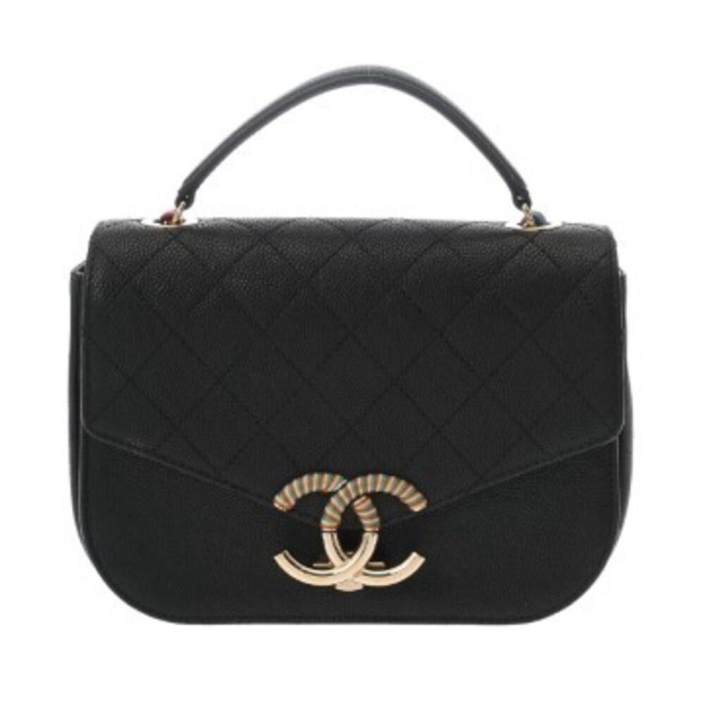 CHANEL Matelassé 2-Way Chain Bag, Black, Women's, Caviar Leather, Shoulder AB...